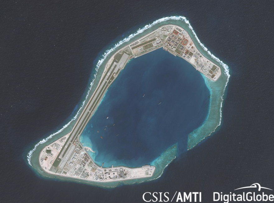 Đá Xu Bi thuộc quần đảo Trường Sa của Việt Nam bị Trung Quốc chiếm đóng và quân sự hoá. (Ảnh: CSIS)