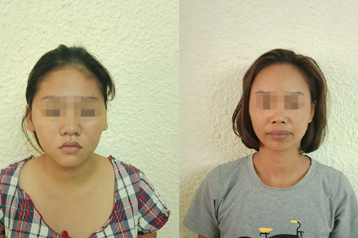 Nga và Thuần tại cơ quan công an.