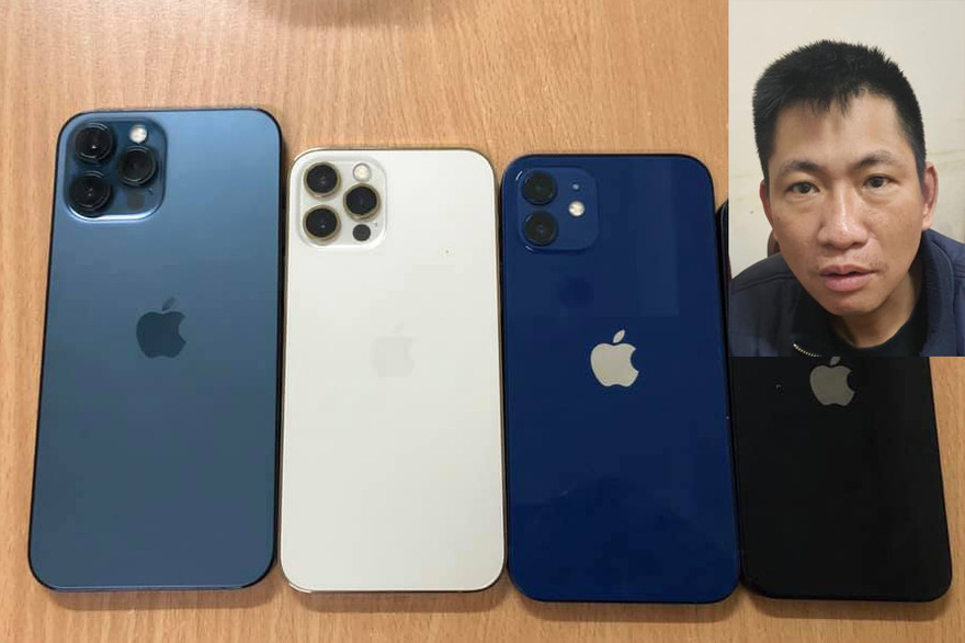 Đối tượng Tuân và tang vật. Ảnh Công an Hà Nội