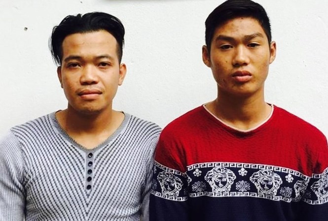 Hai đối tượng Mạnh và Duyên tại cơ quan Công an huyện Kỳ Sơn.