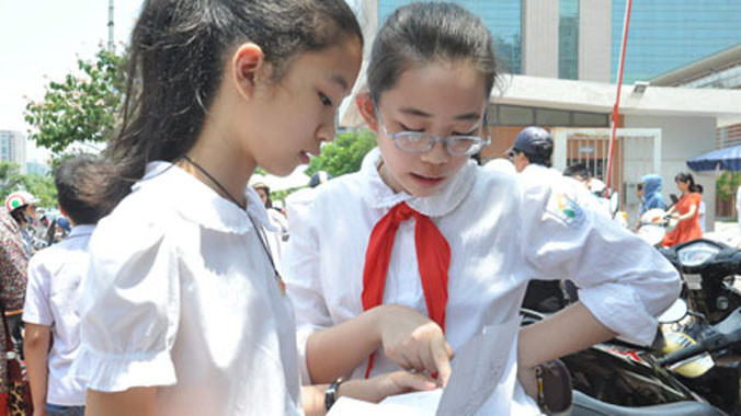 Học sinh trong kỳ thi tuyển vào lớp 6 Trường chuyên Hà Nội - Amsterdam, Hà Nội.