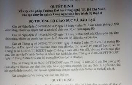 Thêm trường đào tạo thạc sĩ Công nghệ Sinh học