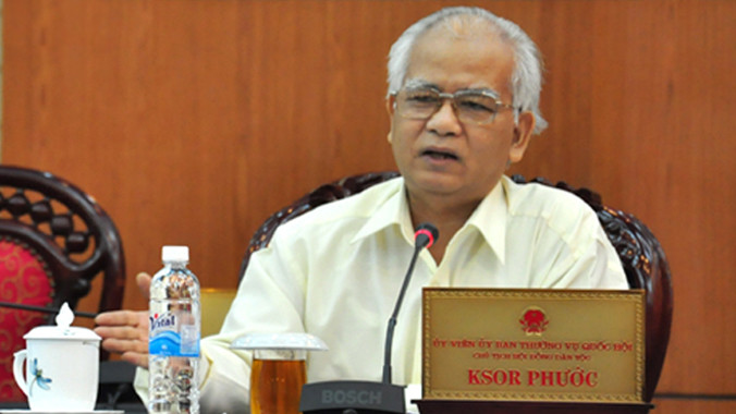 Ông Ksor Phước, Chủ tịch Hội đồng Dân tộc của Quốc hội. Ảnh: VOV.