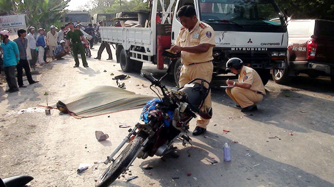 Hiện trường vụ tai nạn. Ảnh: Thanh Thúy.