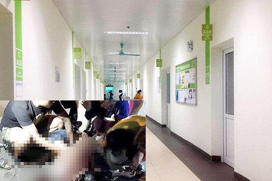 Chị T. đang điều trị tại bệnh viện và hiện trường vụ việc.