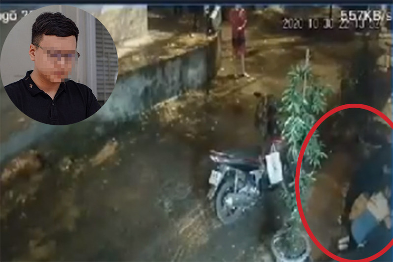 Hiện trường vụ việc và nam sinh viên (ảnh người thân cung cấp).