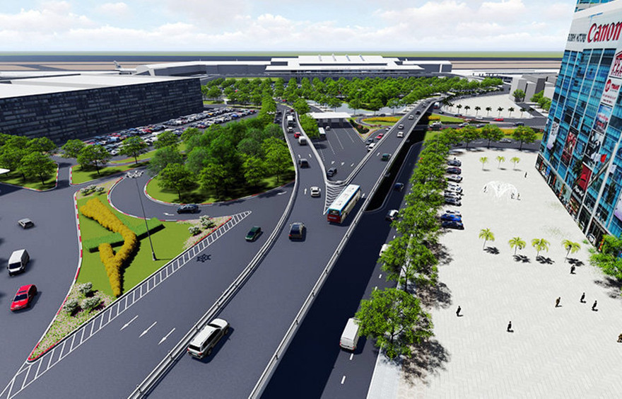 Phối cảnh cầu vượt trên đường Trường Sơn.