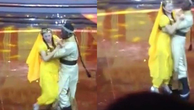 Trương Vũ Kỳ bật khóc vì bị sàm sỡ trên sóng truyền hình. Ảnh: Phượng Hoàng.