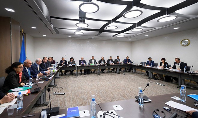 Quang cảnh một vòng đàm phán về vấn đề Syria tại Geneva, Thụy Sĩ. Nguồn: Reuters.