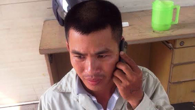 Nghi can Vũ Văn Bản tại cơ quan điều tra. Ảnh: CA cung cấp.