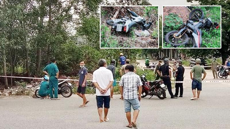 Vụ tai nạn khiến 2 xe máy cùng người điều khiển văng vào bụi cây ven đường. tử vong.