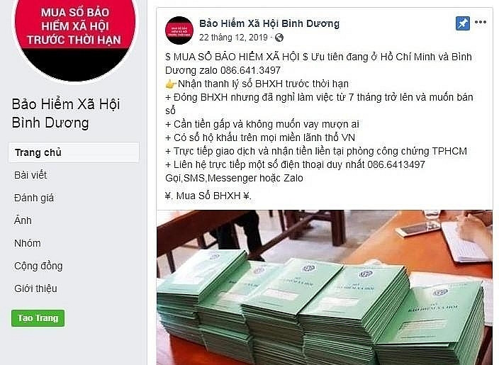 Trang facebook giả mạo BHXH tỉnh Bình Dương bị BHXH tỉnh này phát hiện 