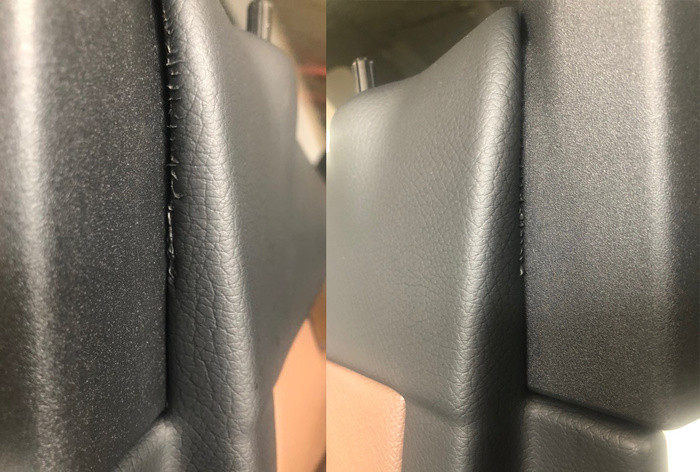 Miếng ốp cửa trên chiếc Mercedes-Ben E200 đời 2019 của anh Trường xuất hiện vết răng cưa