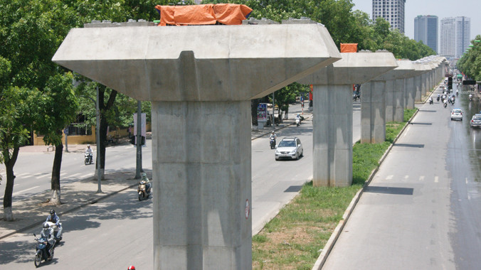 Dự án đường sắt đô thị Cát Linh - Hà Đông (Hà Nội) chậm tiến độ và đội vốn hơn 339 triệu USD. Ảnh: L.H.V.