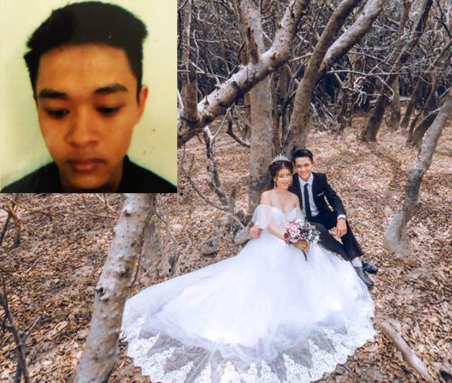 Đỗ Tiến Tùng (ảnh nhỏ). Ảnh lớn: Tùng thuê người mẫu cùng chụp ảnh cưới rồi đăng Facebook để thỏa mãn niềm vui "sống ảo" của mình