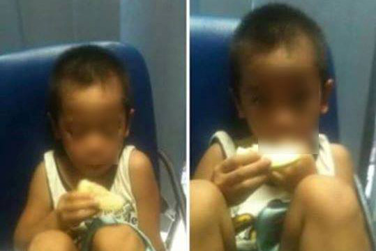 Hình ảnh cháu bé đi lạc được người dân đăng tải lên mạng xã hội.