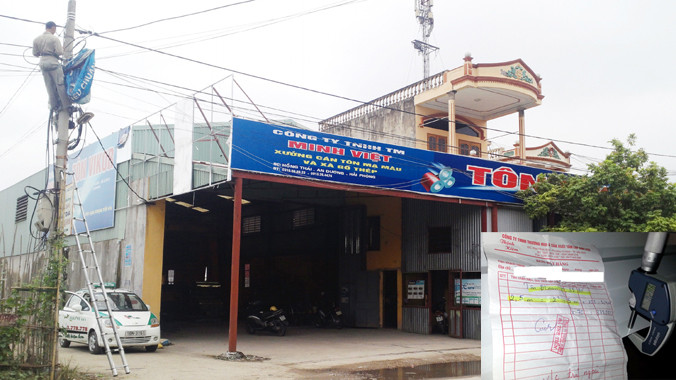 Cty TNHH Thương mại Minh Việt (xã Hồng Thái, An Dương, Hải Phòng) bán loại tôn không rõ xuất xứ, ăn bớt độ dày (ảnh to); Loại tôn Kai ching của Công ty TNHH Thịnh Kiệm bán trong hóa đơn là loại 0,35mm nhưng thực tế độ dày chỉ 0,294mm (ảnh nhỏ). 