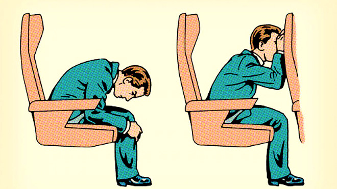 Tư thế ngồi trong tình huống khẩn cấp. Ảnh minh họa: The Art of Manliness