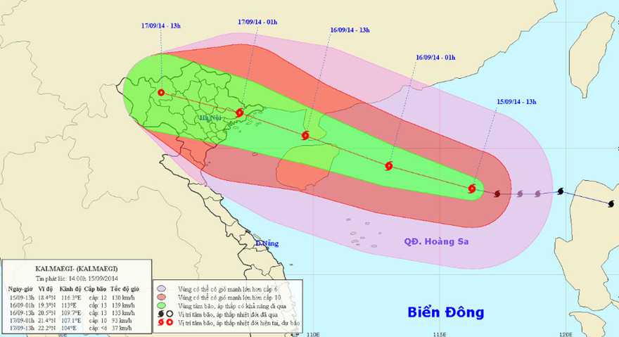 Hướng đi của cơn bão.