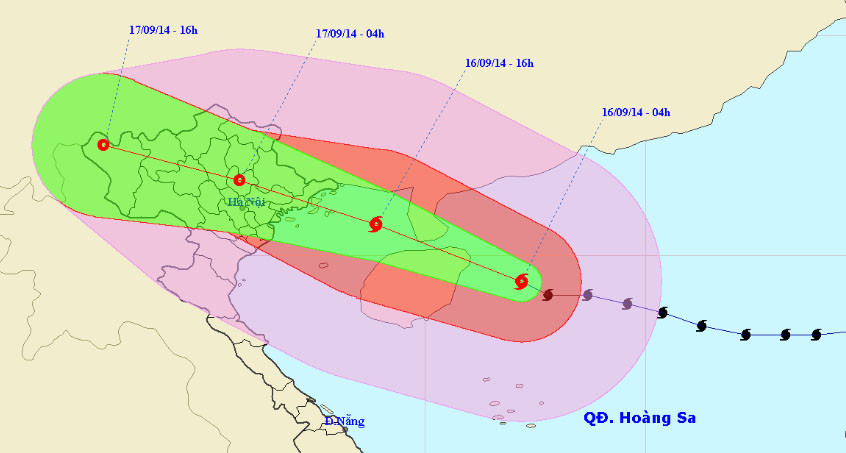 Đường đi của cơn bão.