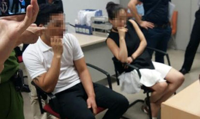 Ngọc Anh và Sang tại cơ quan điều tra.