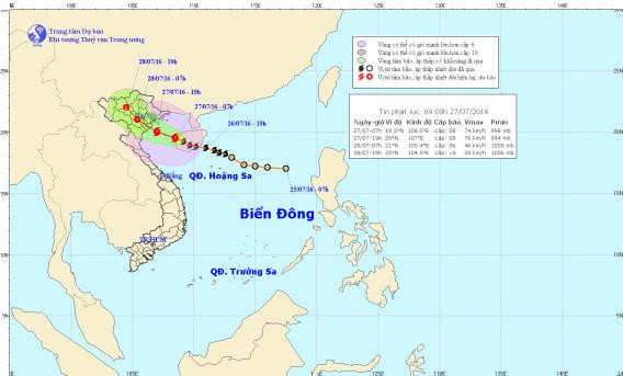 Dự báo đường đi và khu vực ảnh hưởng của cơn bão số 1. Ảnh: Trung tâm Dự báo khí tượng thủy văn TƯ.