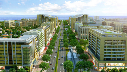 Phối cảnh Trung tâm đô thị Dương Đông với đại lộ mang tên Võ Văn Kiệt