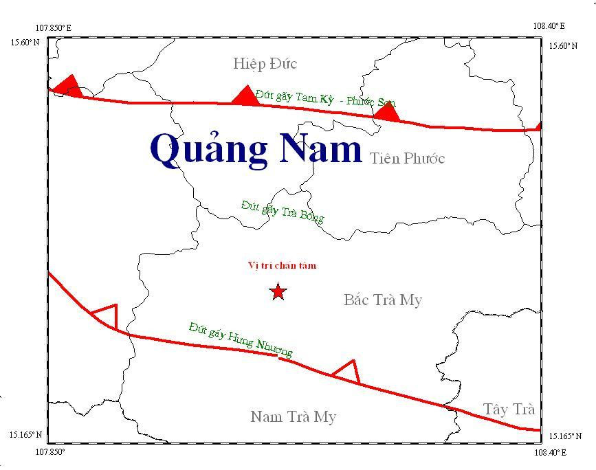 Sơ đồ trận động đất. Ảnh Viện vật lý địa cầu