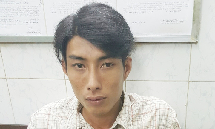 Đối tượng Thành tại cơ quan công an.