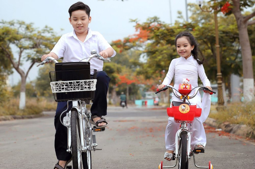 Đẹp nao lòng với ảnh 2 mẫu nhí chụp cùng hoa phượng trước khi nhập học