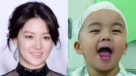 Lee Young Ae và cậu bé người Việt được cô giúp đỡ. Ảnh: TV Report.