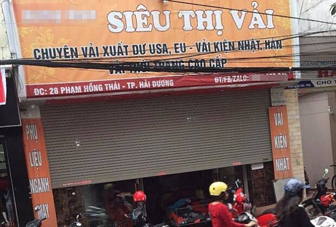 Cửa hàng vải nơi xảy ra sự việc anh Tuấn Anh bị một đối tượng đâm.