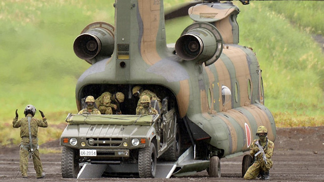 Lực lượng Phòng vệ Nhật Bản tập trận. Ảnh: Kyodo News