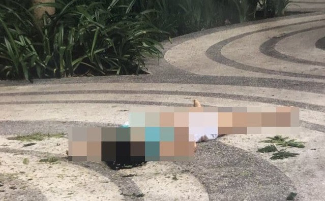 Hiện trường vụ nữ luật sư rơi từ tầng 18 xuống đất tử vong. Ảnh: DT