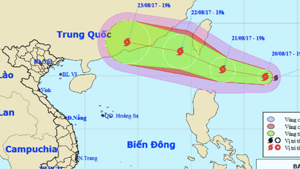 Đường đi của bão. Ảnh: NCHMF 