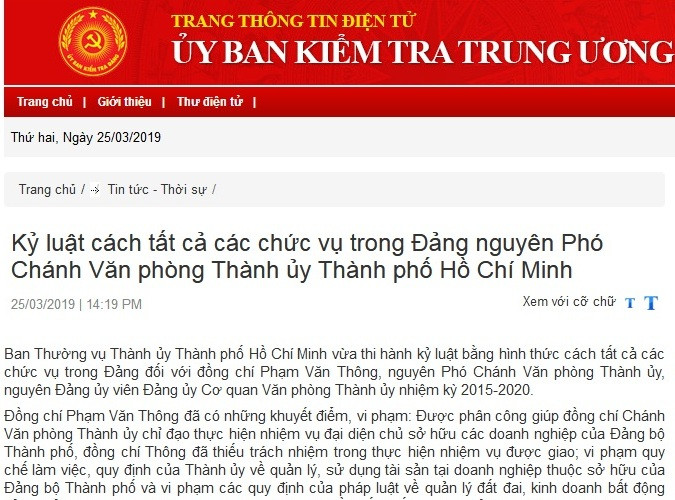 Cách tất cả các chức vụ trong Đảng nguyên Phó Chánh Văn phòng Thành ủy TPHCM