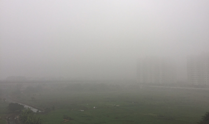 Cầu Thăng Long, Hà Nội lúc 8h15 sáng nay (10/1)