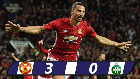 Ibra lập hat-trick, M.U dễ dàng đánh bại St.Etienne