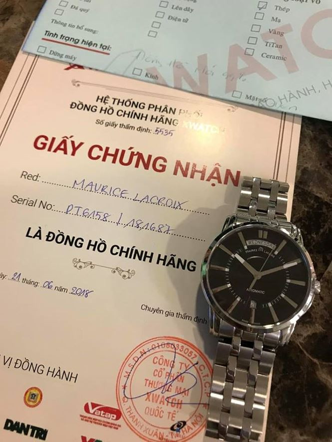Giấy chứng nhận được Xwatch cấp cho chiếc đồng hồ fake.