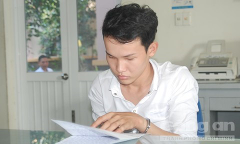 Võ Văn Hoàng tại Đồn Công an KCN Nhơn Trạch