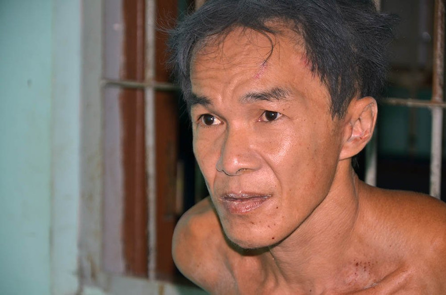 Đối tượng Nguyễn Thanh Tâm tại cơ quan công an. Ảnh: C.A.