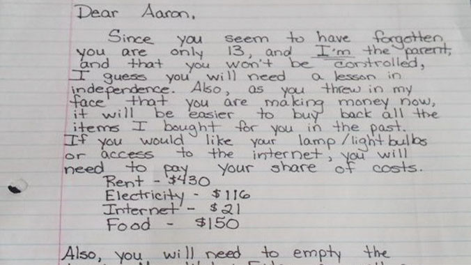 Phần đầu bức thư gây xôn xao cộng đồng mạng. Nguồn: independent.