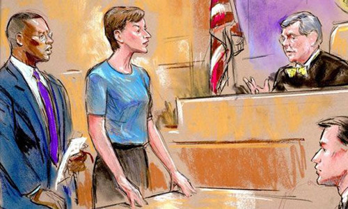 Tranh vẽ Ana xuất hiện trước tòa.