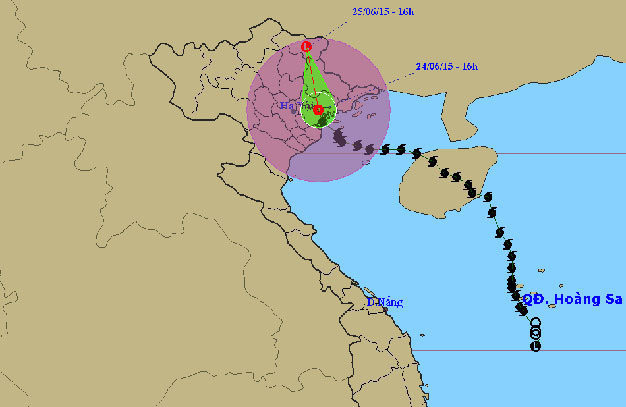 Vị trí và đường đi của áp thấp nhiệt đới - Ảnh: Trung tâm dự báo khí tượng thủy văn trung ương