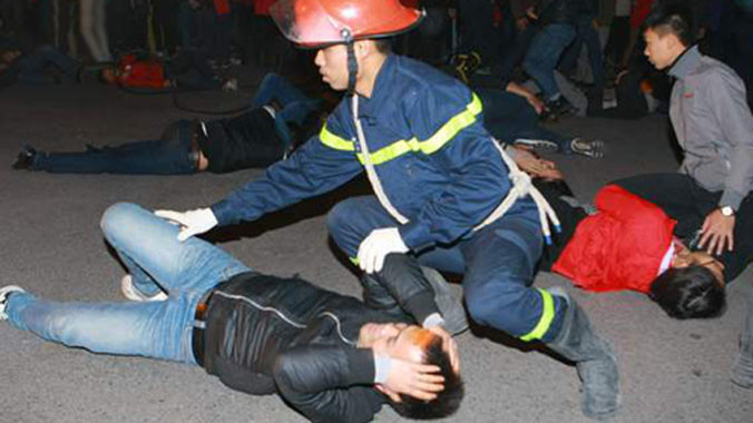 Hà Nội diễn tập phương án cứu người do chen lấn, xô đẩy.