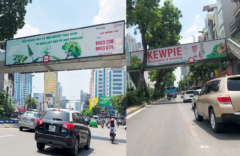 Mời và quảng cáo không có phép tại cầu vượt đi bộ Hà Nội