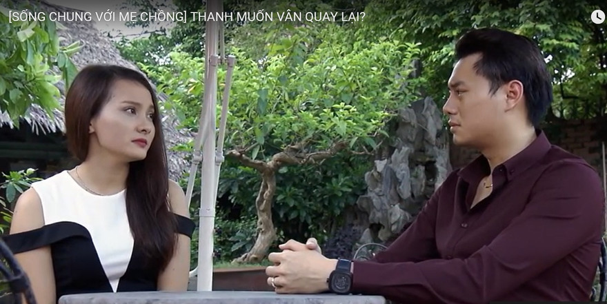 Thanh đang kể khổ với vợ cũ về cô vợ mới ương bướng và bà mẹ đẻ khó tính