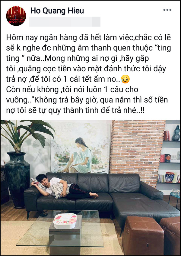 Hồ Quang Hiếu đăng đàn trên trang cá nhân.
