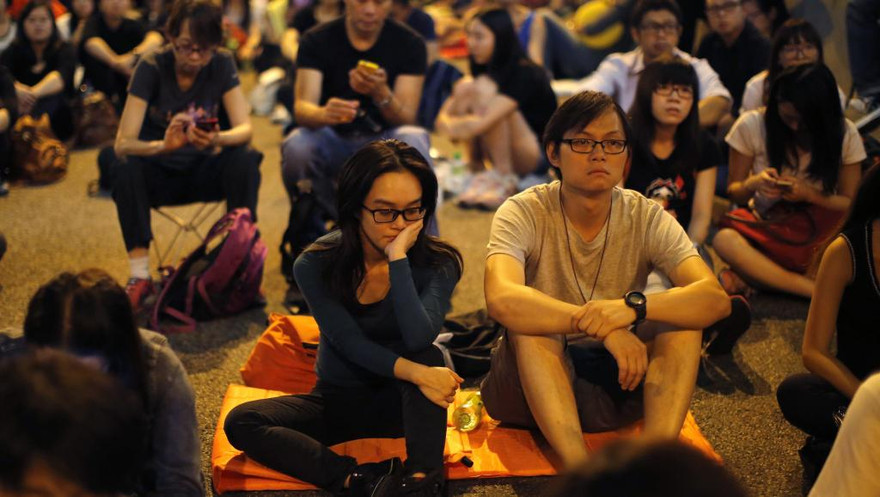 Sinh viên biểu tình ở Hong Kong. 