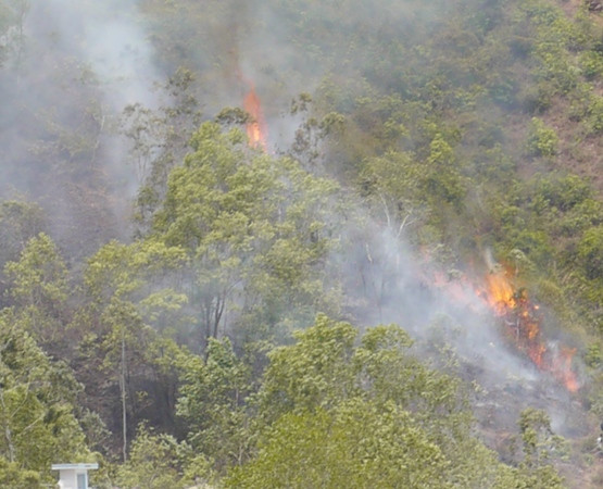 Núi Bà Hỏa bốc cháy dữ dội
